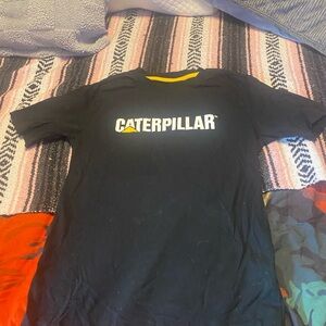 Caterpillar Black Tee with Yellow Accent